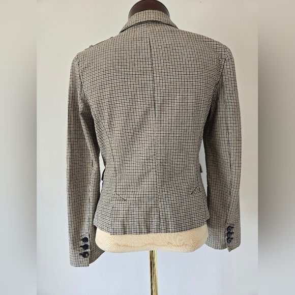 ZARA TRAFALUC herringbone cotton tweed lightweight cream/black/Grey blazer. MED - Picture 6 of 13